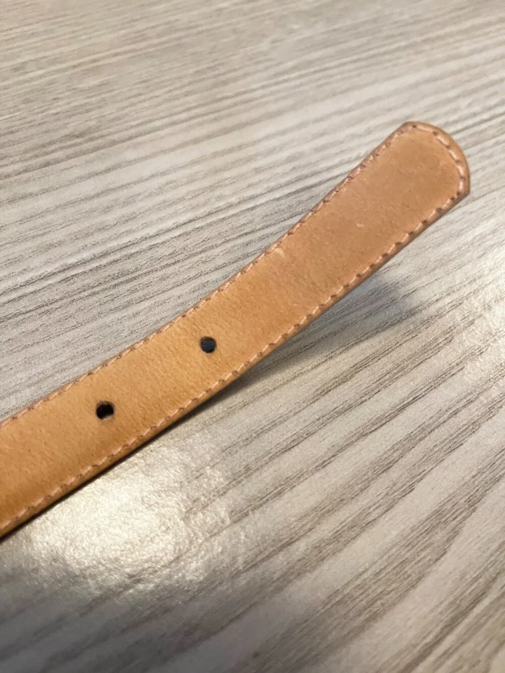 Woodward Genuine Leather Tan/ Beige Skinny Belt Gold Buckle XXL Vintage